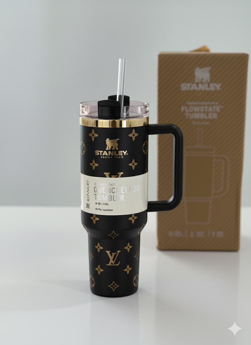 40oz Luxury-Inspired Quencher Tumbler – Matte Black